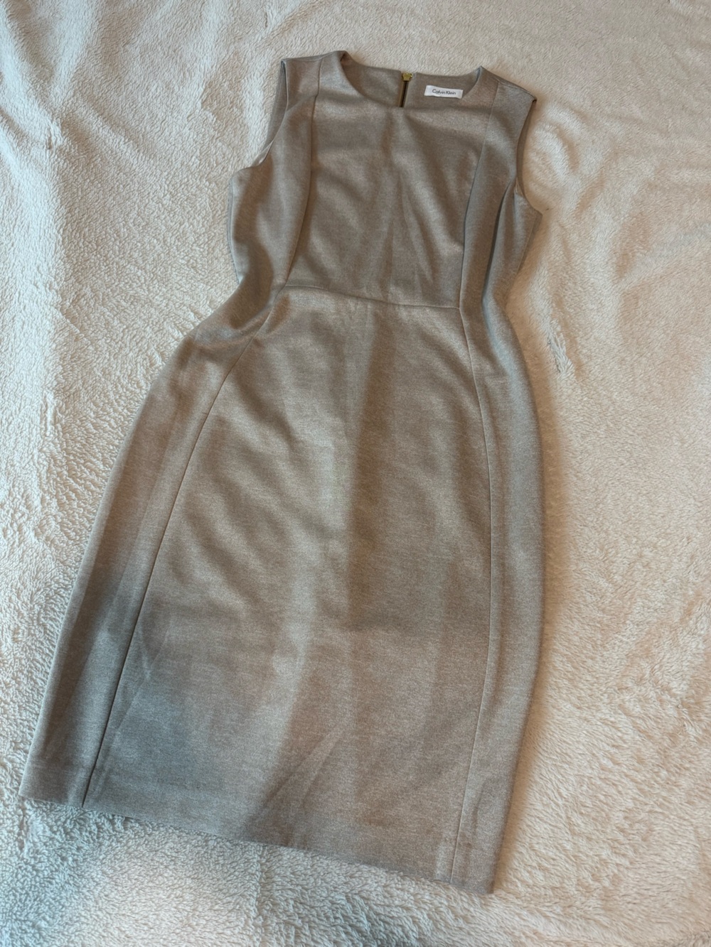 Calvin Klein Sleeveless Midi Sheath Dress in Oat